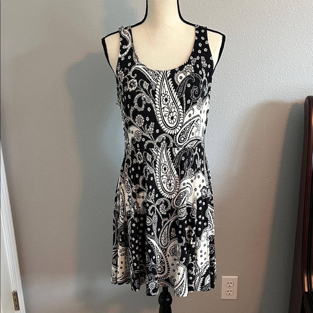 Express Black and White Paisley Mini Dress